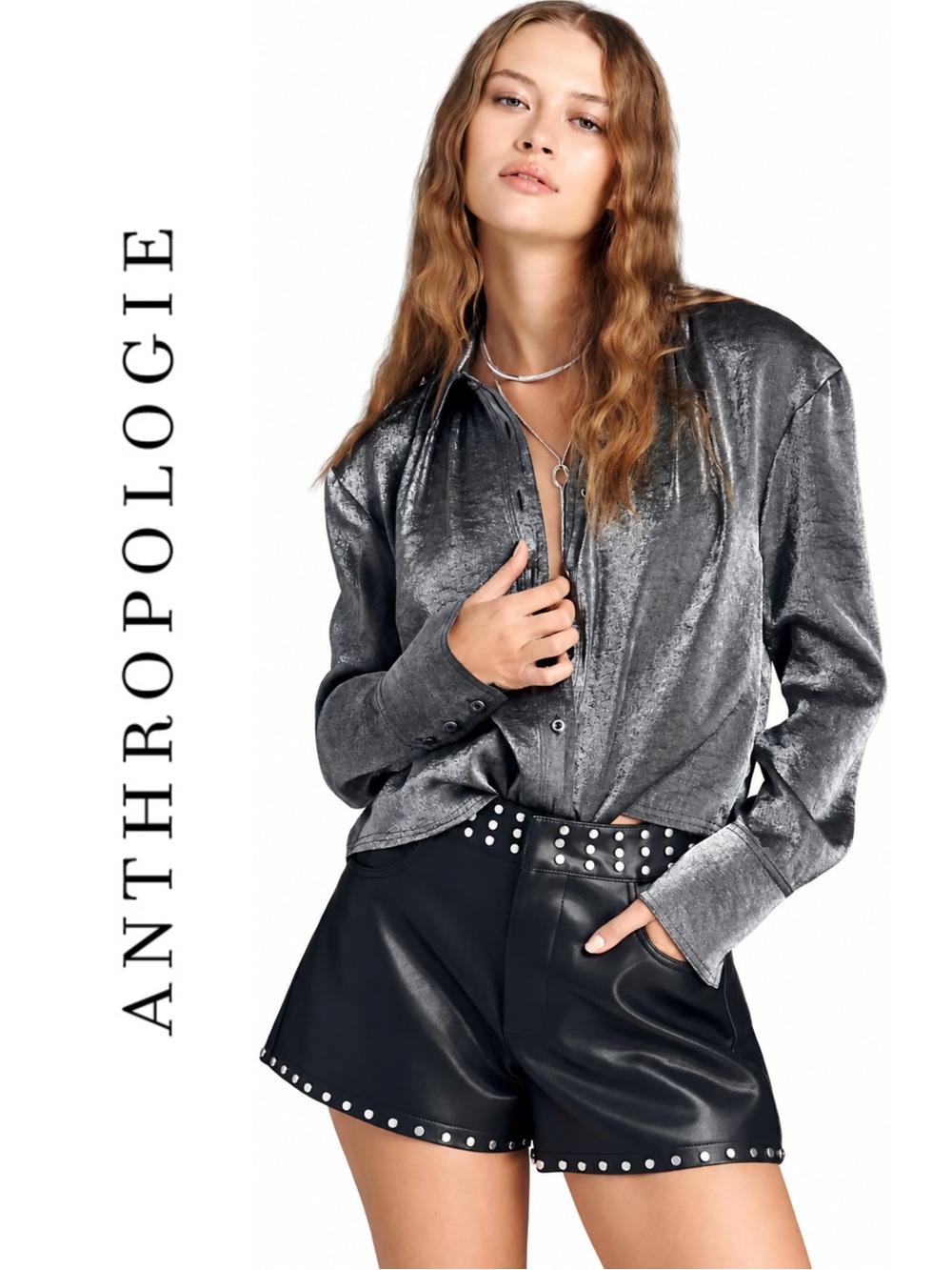 Anthropologie Pilcro Liquid Shine Buttondown Shirt